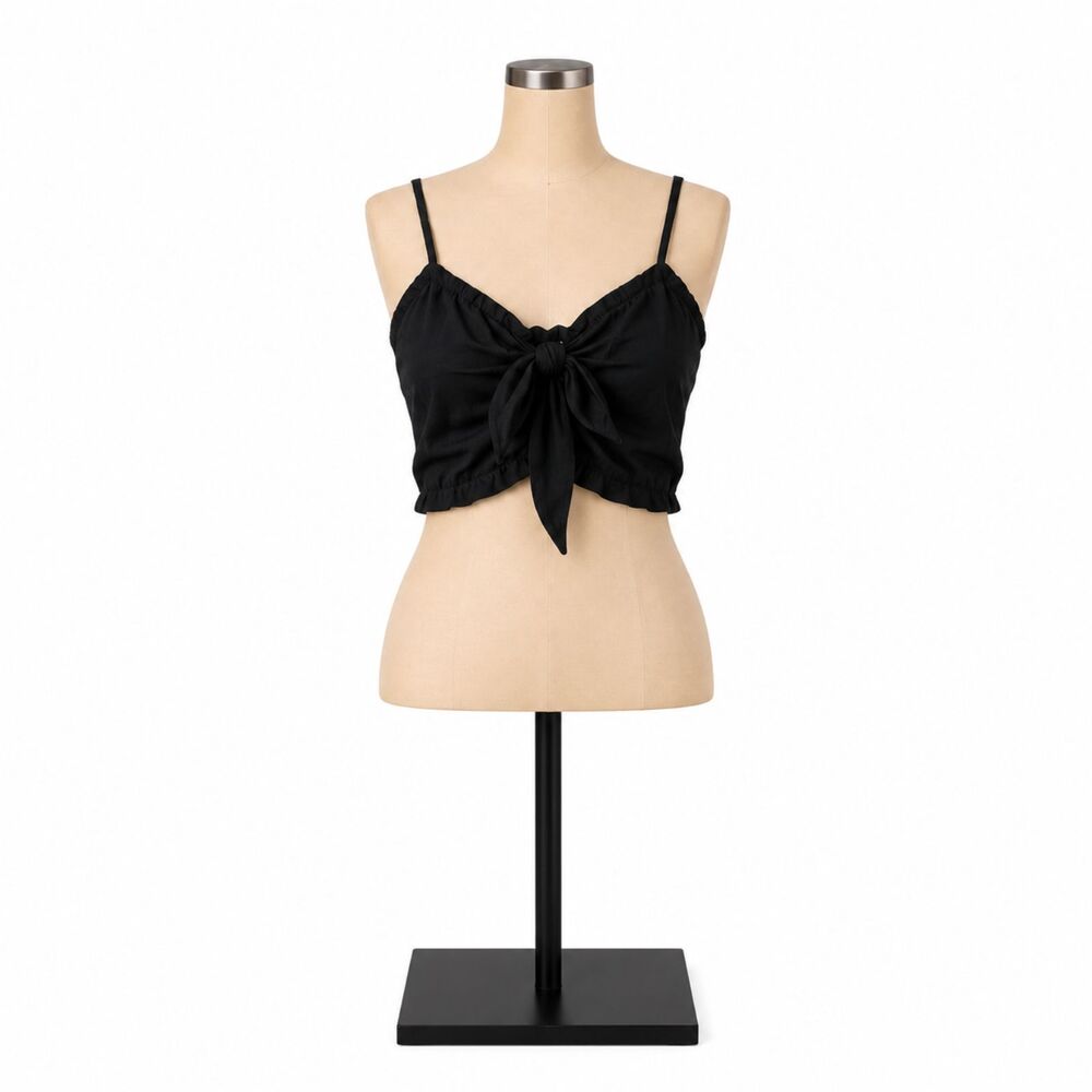 NWT Hollister Size XS Black Tie Front Cropped Cami Tank Top
